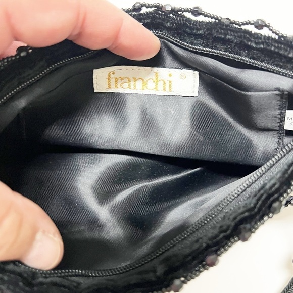 Franchi Womens 90s Y2K Vintage Black Criss Cross Mesh Beaded Square Clutch Bag - Picture 7 of 7